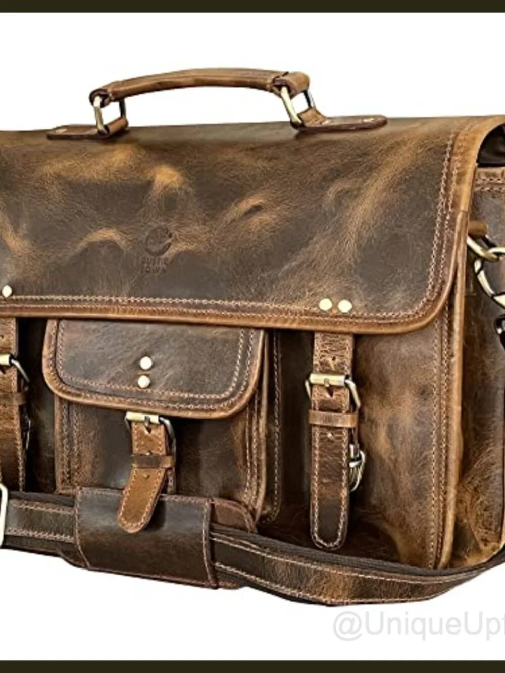Full Grain Buffalo Leather Messenger Bag 16 Inch Laptop Briefcase